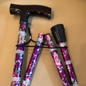 Purple Floral Gem Cane